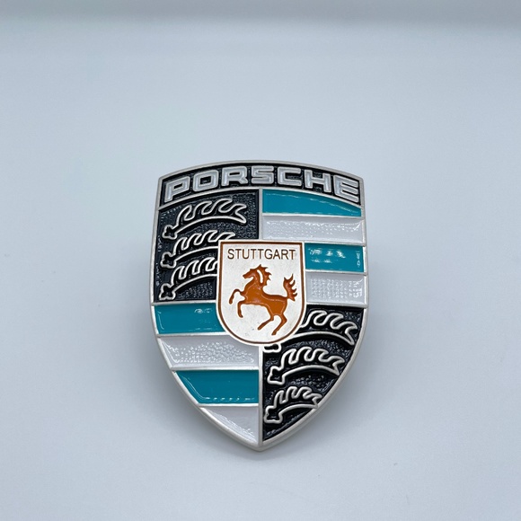 PORSCHE livery hood crest BLUE & WHITE & ORANGE - Picture 2 of 2